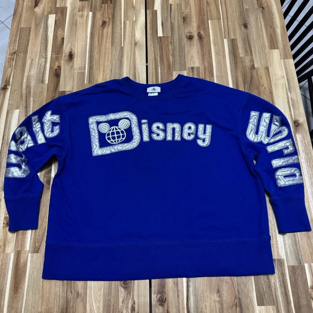 Walt Disney World Sweatshirt Womens 1X Blue Wishes Come True Crewneck Theme Park